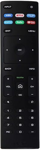 Vizio Control remoto (XRT136) con teclas de acceso rápido VuduNetflixPrime Video - Negro
