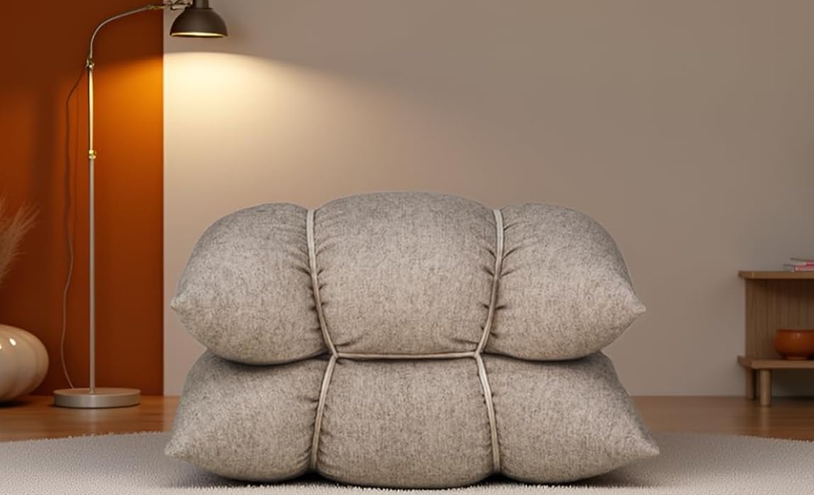 Asiento Bala by, 100% Lana Guirra de Valencia, Edición Limitada, Madrid Design Festival, Inés Sistiaga, Puf de Diseño, Asiento Acolchado, 80 x 65 x 45 cm, Color Beige/Natural