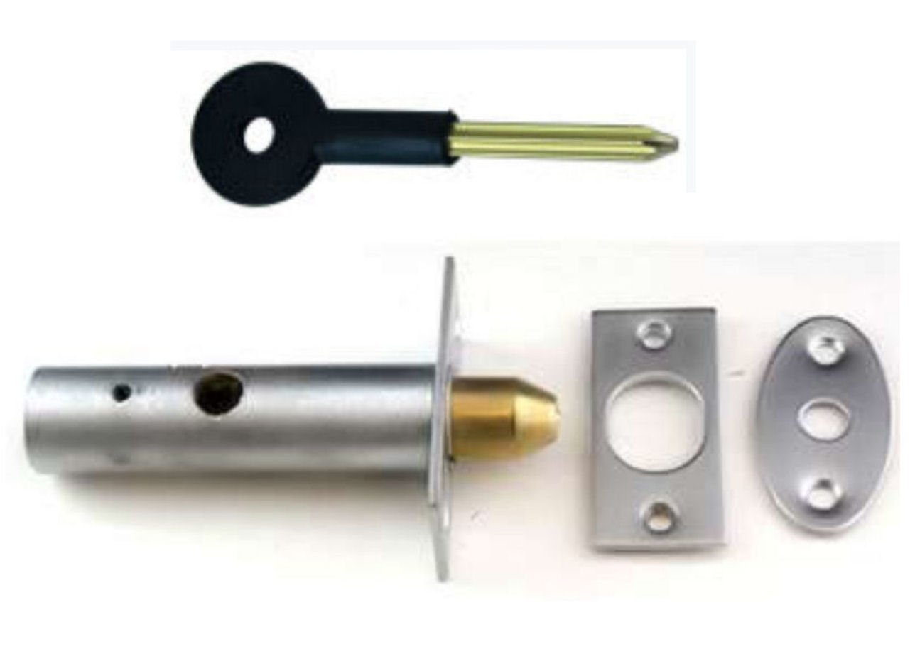 Satin Chrome Door Security Rack Bolt 60mm Complete with Star Key