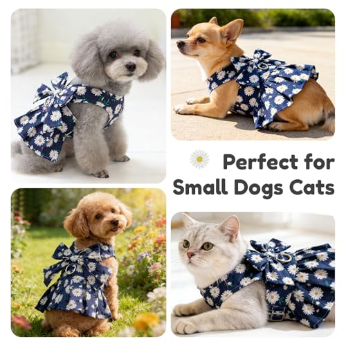 Vestido con Arnés para Perros Pequeños Azul Marino miniatura 7