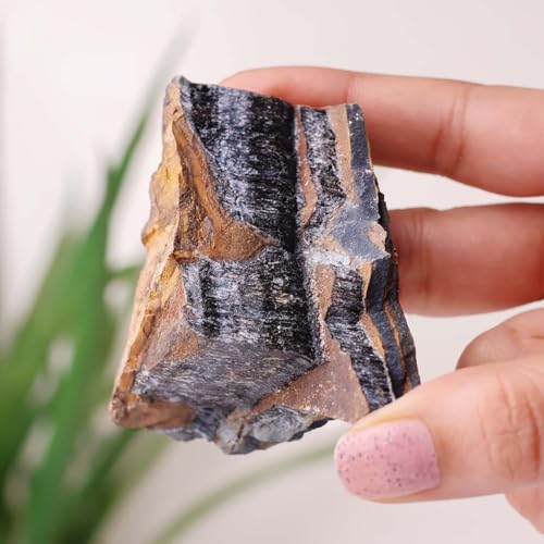 Image of Blue Tiger Eye Raw Stone (200 Gm) | Natural Healing Crystal for Calm Mind & Communication | Natural Stones for Meditation & Reiki | Decorative Raw Crystals for Spiritual Home & Office Decor (2-4 Pcs)