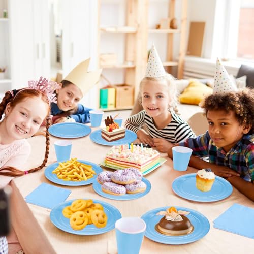 16 Stück Hellblau Pappteller,23CM Rund Teller Einwegteller Hellblau Einmalteller Einweg Geschirr,9inch Partyteller Einmalgeschirr Tisch Dekorationen Partygeschirr für Hochzeit Garten Geburtstag Party