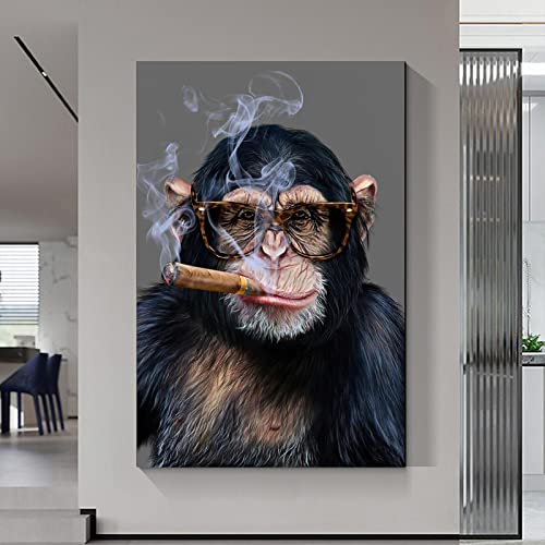 Mural singe cigarette affiche abstraite drôle toile géante 80x110cm décoration murale