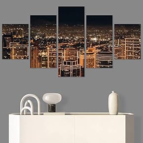 SIGNWIN 5 Panel Canvas Wall Art Building Cityscape...