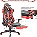 Homall Gaming Chair Ergonomic High-Back Racing Chair Pu Leather Bucket Seat,Computer Swivel Office Chair Headrest and Lumbar Support Executive Desk Chair with Footrest (Red/black)