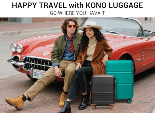 Kono 28 Inch Luggage Expandable Suitcase with Spinner Wheels TSA Lock Lightweight PC+ABS Hardside Large Checked Luggage Durable Rolling Suitcase Turquoise