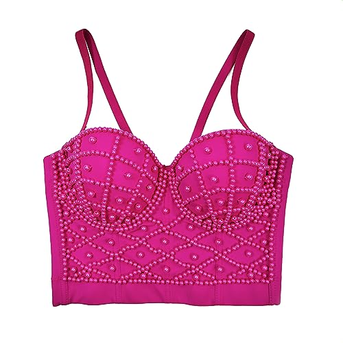 Image of VEENDEO Women's Strap Beads Bustier Corset Crop Top Club Party Bra