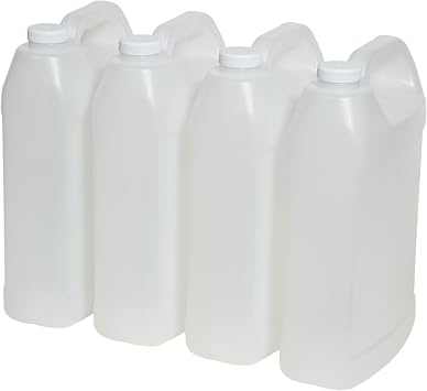FastRack 1 Gallon Water Jug Pack of 4 | F-Style Reusable Plastic Jug with lid for Liquids | Heavy-Duty Water Container for Storage, Camping | BPA-Free Gallon Jugs with Lid