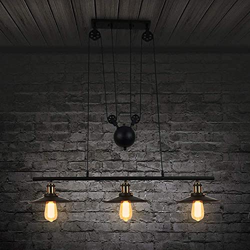 Lampes suspendues à trois têtes noires en fer forgé rétro pour véranda - 2