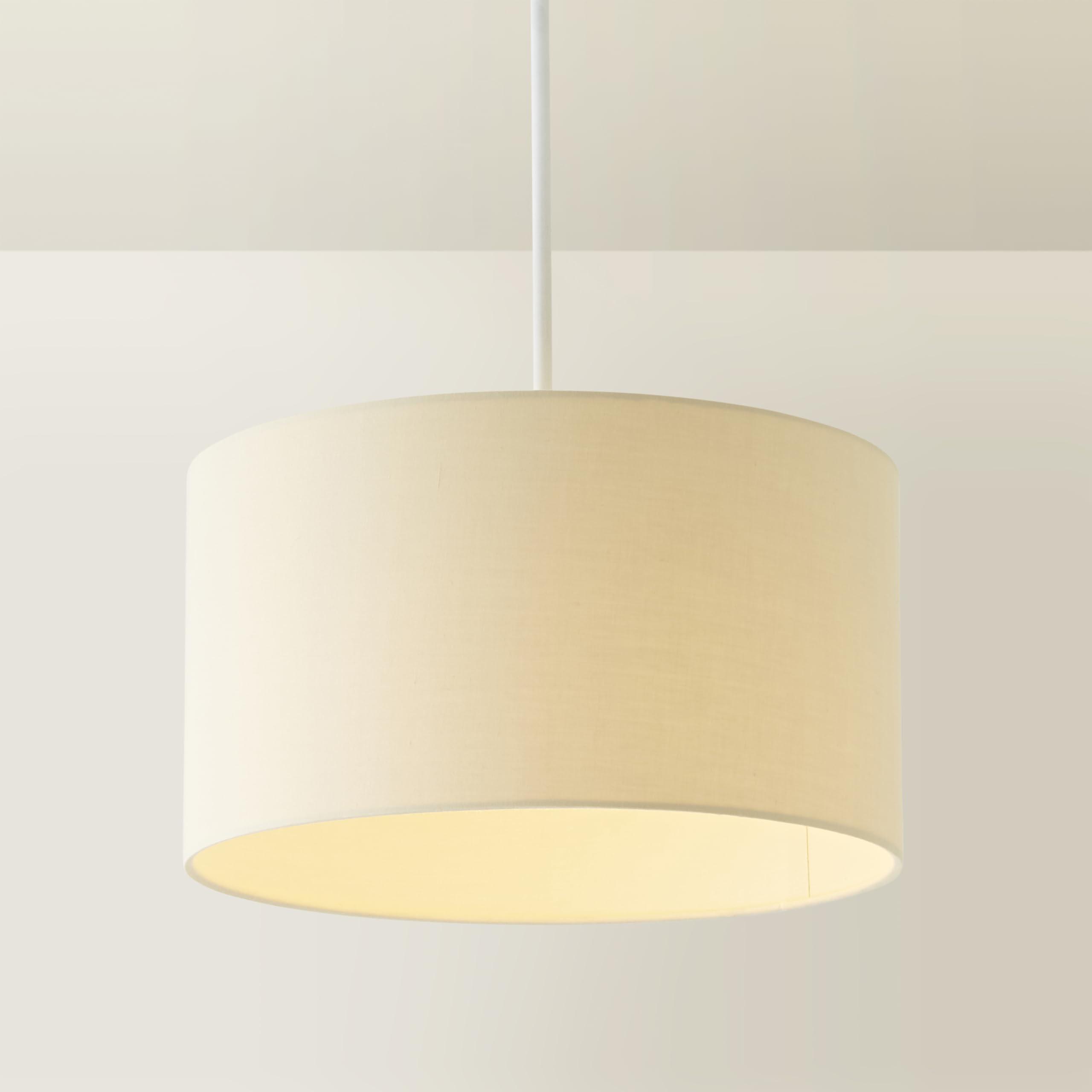Minisun Natural | Medium Modern Fabric Drum Light Shade | Lamp Shades, Home Décor & Improvement Essential | 35Cm Shade Width