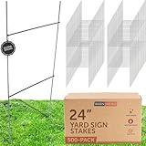 Yard Sign Stakes – Professional, Weatherproof, USA-Made – 24” Tall H-Stakes for Yard Signs, Metal Yard Sign H-Frame Wires for Corrugated Plastic Signs (500 Pack)