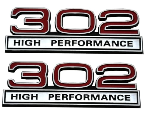Image of 2pcs 302 Engine 5.0 Liter High Performance Emblms Badge 3D Decals Stickers Cars Trucks (Chrome Red)