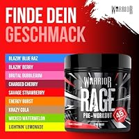 Warrior Rage Pre Workout Booster 392 g, 300 mg Koffein – Savage Strawberry 45 Portionen, mit Beta-Alanin & Citrullin, für Fokus, Energie & Pump, vor dem Training – Ansicht 8