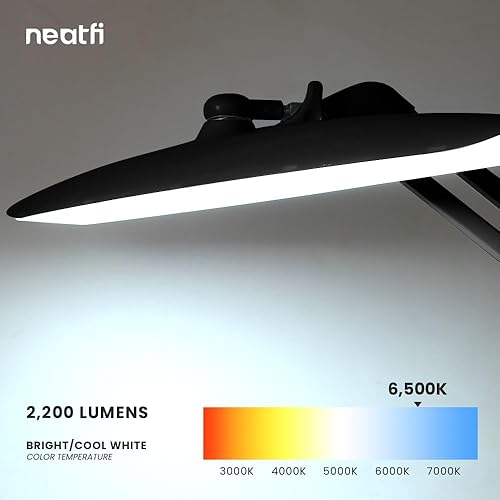 Miniatura 4 de Neatfi Lámpara de Trabajo LED XL de 2,200 Lúmenes, 24W, 117 Piezas LED SMD, 4 Niveles de Brillo, Regulable, Luz de Escritorio para Hogar, Oficina,