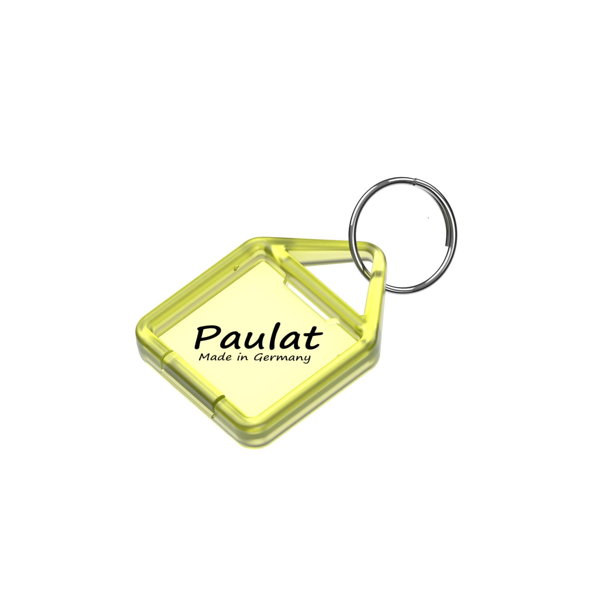 Paulat Schlüsselanhänger Nr. 14 (klein) aufklappbar, 20 oder 50 Stück, aus Kunststoff mit Ring, beidseitig lesbar & beschriftbar, in 8 Farben wählbar (20 Stück, transparent-gelb (20))