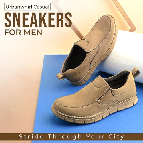 Image of STANPHORD Men Suede Slip-On Sneakers | Casual Daily Walking Shoes | Rubber Anti-Slip Sole | Lightweight Cushioned Streetwear Fashion Footwear (TPSI 5020)