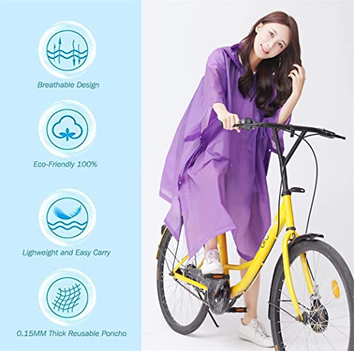 Yunlovxee Rain Poncho Raincoat For Adult - 2-5 Pack Eva Waterproof Rain Coat Reusable Rain Jacket For Women Men Emergency #TOP1