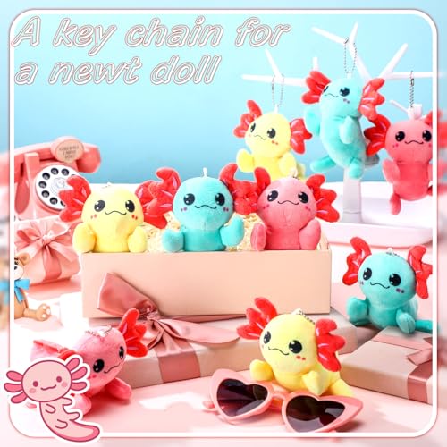 Image of WinnerWhy 20 Pcs Axolotl Plush Small Axolotl Stuffed Keychains Ornament Bulk Galentines Gifts for Birthday Party Supplies(Color)