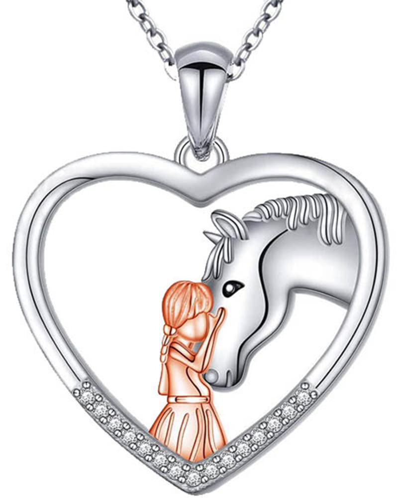 DEQIYIJI Horse Gifts For Women Teen Girls Heart Aesthetic Pendant Necklace Jewelry Cute Dainty Preppy Stuff