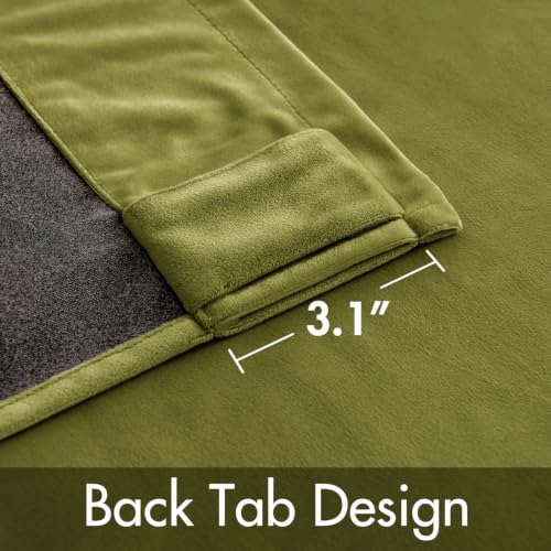 Image of MIULEE Velvet Curtains 52x96 inches 2 Panels Moss Green Blackout Curtains | Luxury, Bedroom Living Room, Thermal Insulated, Super Soft Window Drapes, Rod Pocket & Back Tab