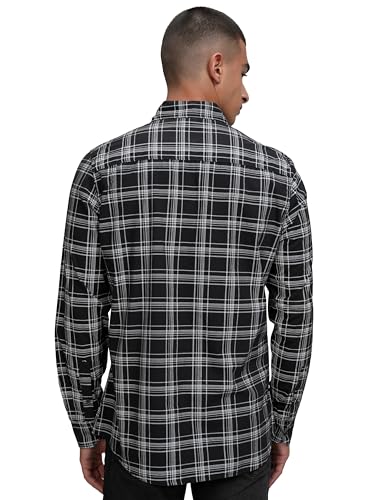 Image of Highlander Men's Casual Shirt | Checked | Slim Fit | Button Closure | Timeless Pattern with A Contemporary Appeal Black /White