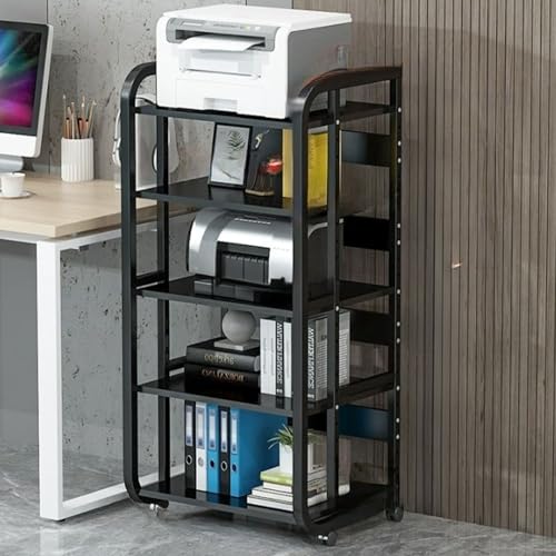 HOLGVE Soporte Móvil for Impresora, Mesa de Impresora de Altura Ajustable, Carrito for Impresora con Ruedas, Estante Resistente con Ruedas Estante de Almacenamiento(Nero,5th Floor)