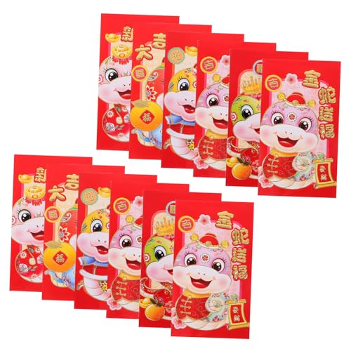 WEKAMOS 30個蛇干支のカートゥーンデザイン入り新年お年玉袋 おしゃれで実用的な赤い長札封筒 結婚祝いにも適した多用途の祝儀袋 旧正月の
