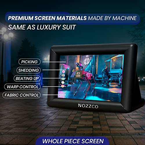 14 ft outdoor inflatable projector screen -nozzco- portable giant movie screen  10x printable movie ticker templates  lightweight amp easy to inflate premium material made for family pool party