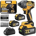 GoYwato 300N·m Cordless Impact Driver - 1/4" Hex Chuck Power Impact Drivers w/Brushless Motor & 2 x 4.0Ah Battery & Carry Case & Sockets & Screwdriver Bits - Impac Driver for Home Repair DIY Projects