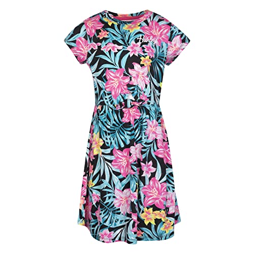 Robe Hurley fille manche courte rose motif floral taille 5