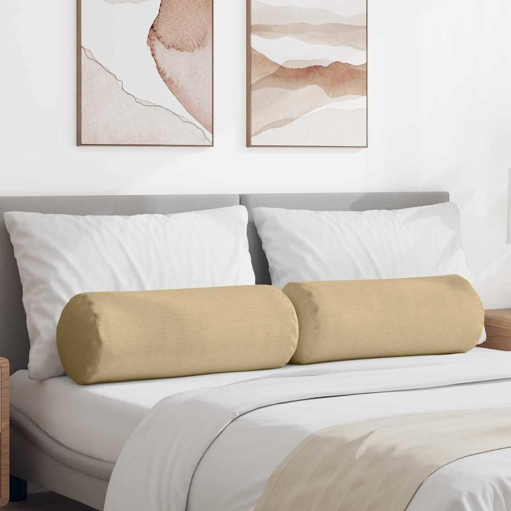 2 cojines de pana gris verde 25 x 70 cm cojín cilíndrico para banco con cremallera extraíble para salón, dormitorio, oficina, asiento