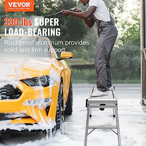 VEVOR Folding Work Platform, 330 lbs Load Capacity, 29.9“x20 Aluminum Drywall Stool Ladder, Heavy Duty Work Bench w/Non-Slip Feet, Ideal for Washing Vehicles, Cleaning, Painting, Decorating