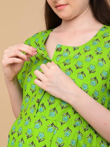 Image of The Mom Store Maternity and Nursing Dress | Pre and Post Pregnancy Dress for Womens | Zipper /Button Opening | Causal Wear | Trendy Stylish Causal Dresses for New Moms