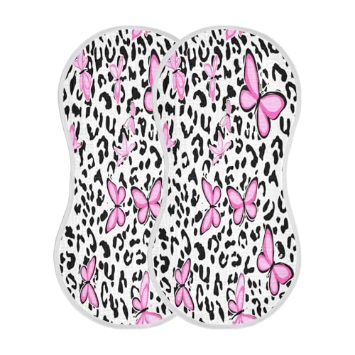 Butterflies and Animal Print Burp Cloths Cotton Baby Washcloths,Large 22x11in Burping Cloth Absorbent and Soft for Newborn Baby Boys and Girls,1 Pack2