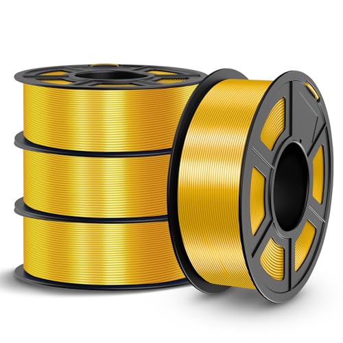 TECBEARS Filamento PLA Silk 1.75mm 4KG, Filamento Silk Shiny PLA Plus con Superficie di Stampa Lucida, Precisione Dimensionale +/- 0.02 mm, Oro Seda