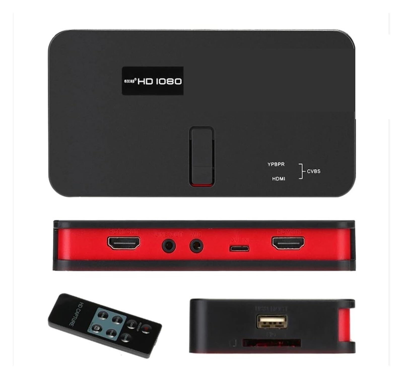 Tarjeta de Captura de Video de 1080P con Disco Flash USB, Caja de grabación de Juegos, Grabador de Video para transmisión de Juegos y grabación de múltiples Fuentes