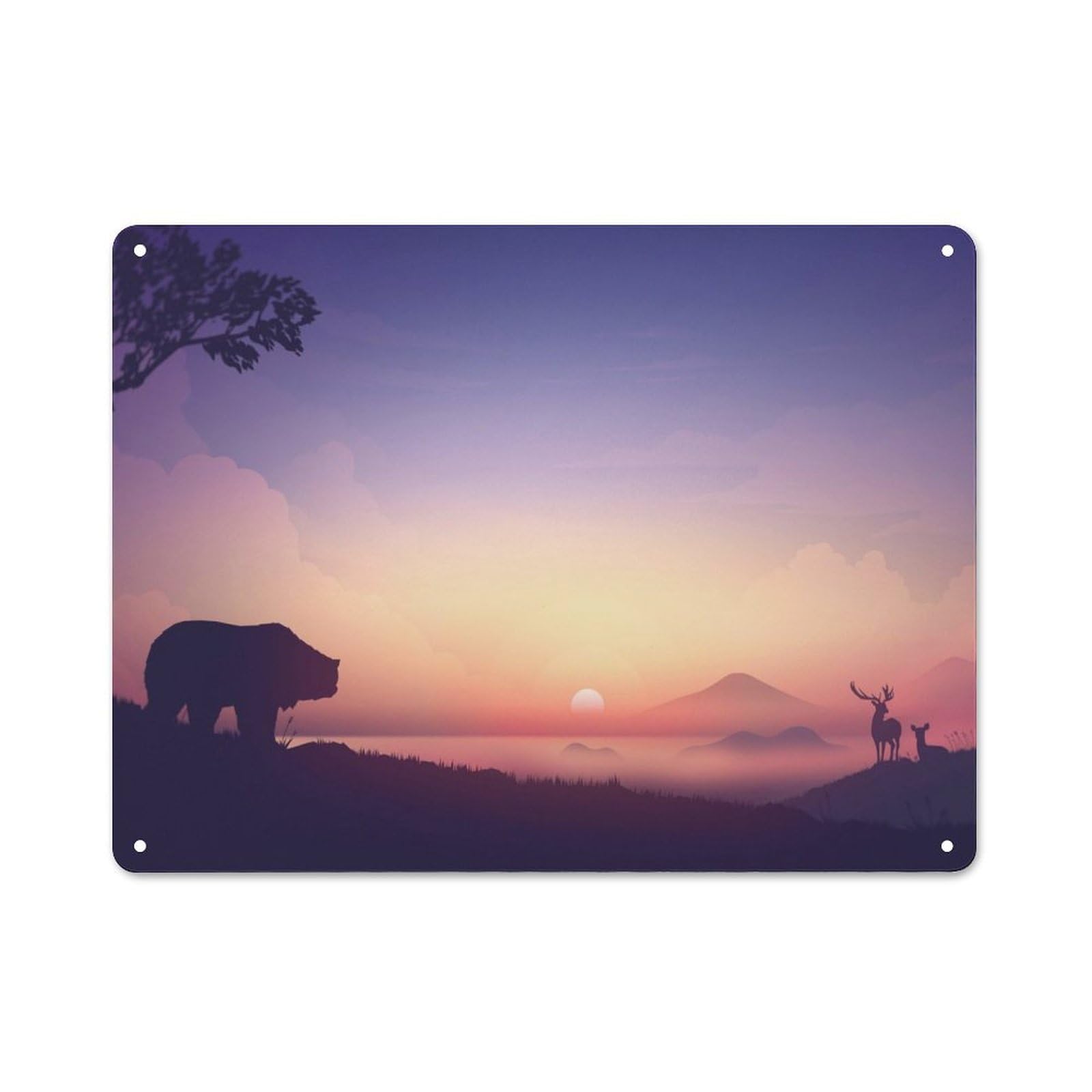 Junmoney Style-4 Bear And Deer Minimalist Metal Wall Art Sign 30X40cm, Modern Retro Urban Room Decor For Modern Home, Workshop, Office Or Cafe