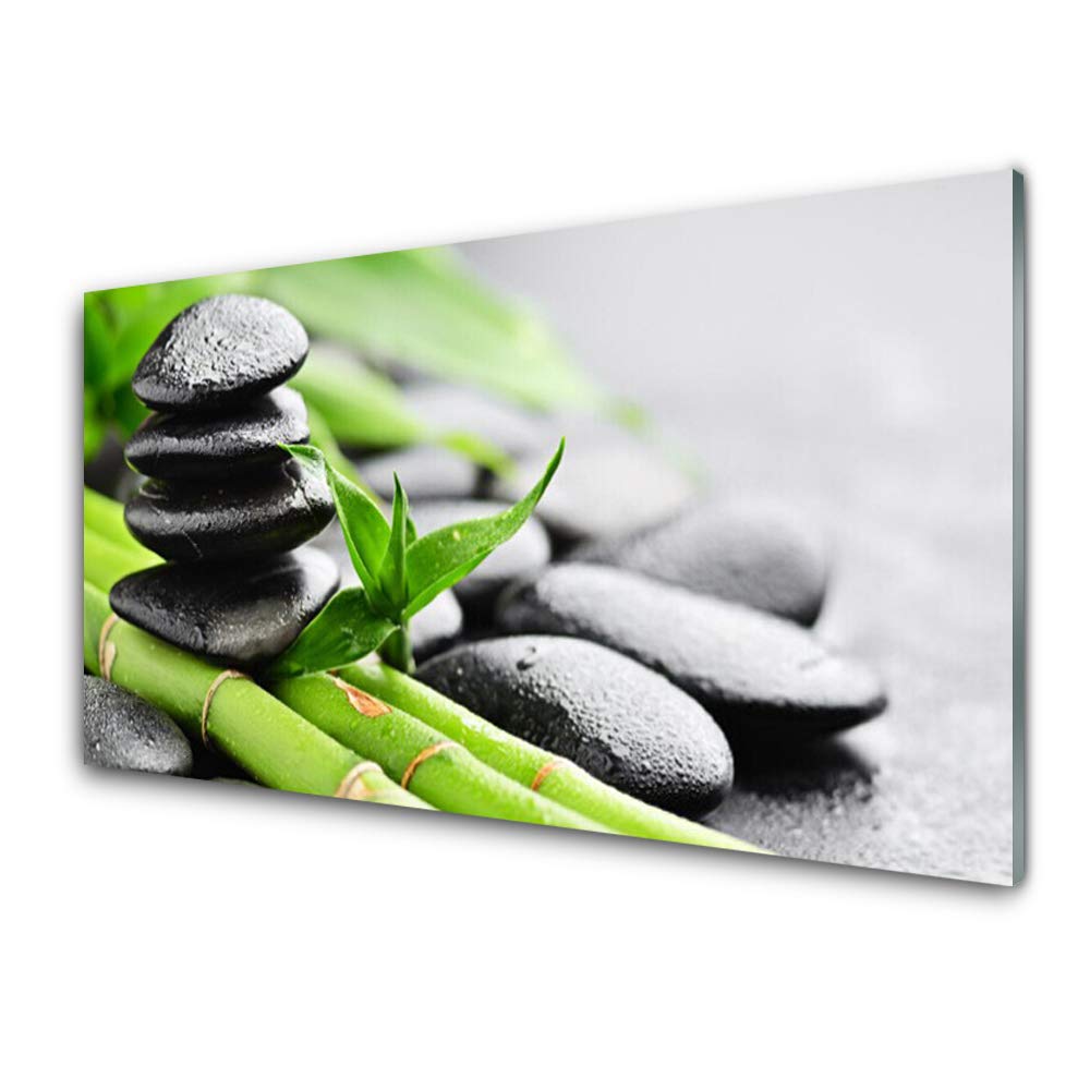 Impression sur verre acrylique 125x50cm tableau mural fleurs et bambou