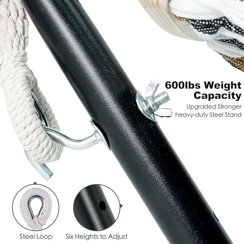 Image of GAFETE Double Hammocks with Stand for Outside, Max 600lbs, (Coffee)