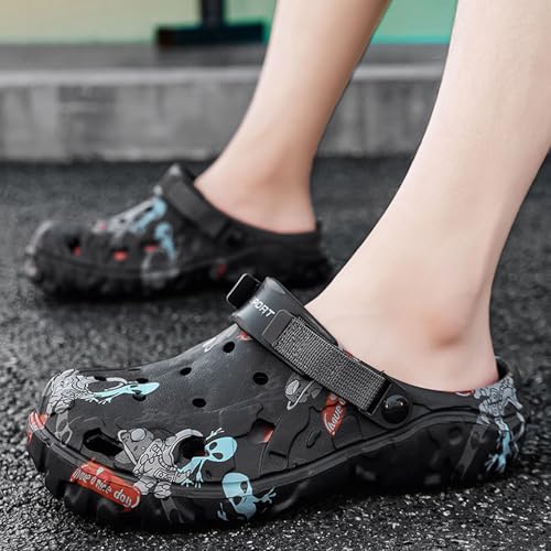 Image of SECHRITE Men's Clogs Athletic Sports Outdoor Slip-on Mules with Cushion Beach Non Slip Home Sandals with Adjustable Back Strap - River Edge