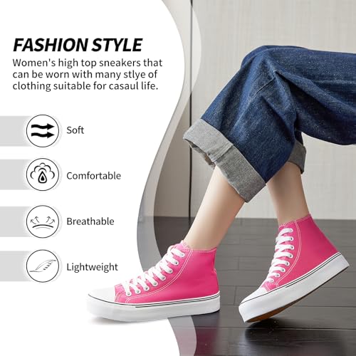 Image of yageyan Womens High Top Canvas Sneakers Lace up Fashion Shoes for Women Casual Classic