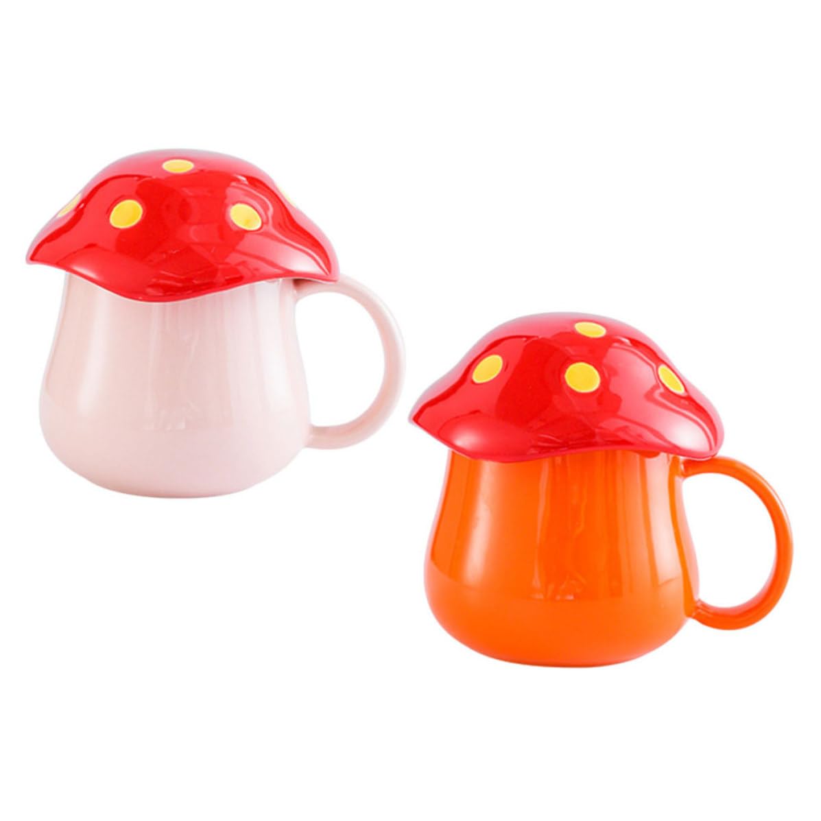 Gatuida 2 Tazas de Cerámica Diseño de Hongo para Café y Chocolate Caliente, Paquete de 2 Piezas, Ideales para Cafeterías y Uso en Casa
