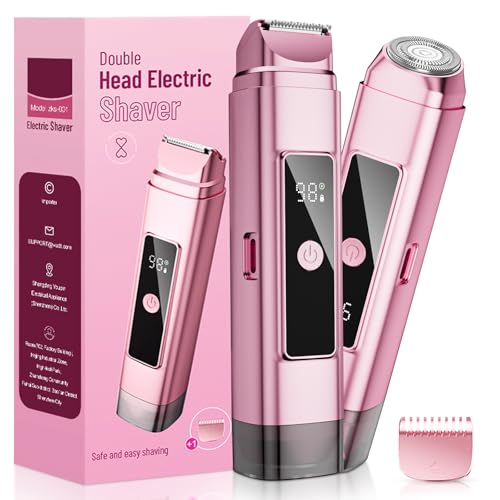 Dynooper Electric Bikini Trimmer for Women: IPX7 Waterproof Dual Head Cordless Electric Shaver for...