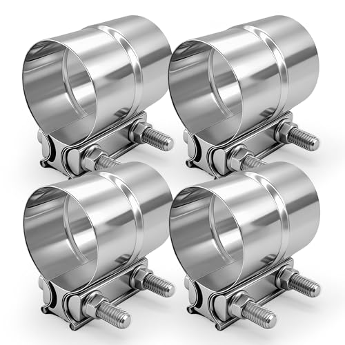 SKYMIRO 2.5 Inch Exhaust Clamp 2 1/2 Lap Joint Band Clamp Stainless Steel 304 For 2.5 Od To 2.5 Id Exhaust Pipe Muffler Elbow Exhaust Tubing Connection Catalytic Converters (4PCS)