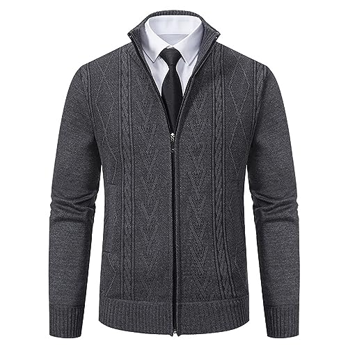 Men's Cardigan Sweater Shawl Collar Cardigans Slim Fit Full-Zip Cable Knit Sweater Cardigan Casual Sweater Outwear2
