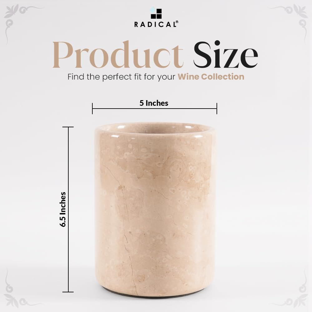 Radicaln Marble Wine Cooler Verona 6.5", Handmade Insulated Chiller for Champagne Wine & Beverages - Image 3