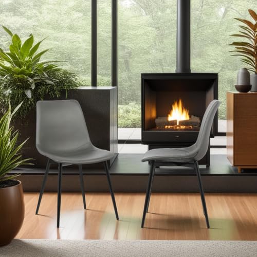  Armen Living Monte Mid Century Modern Dining Accent Chair in Charcoal Gray Faux Leather for Kitchen Table
| Mid Century