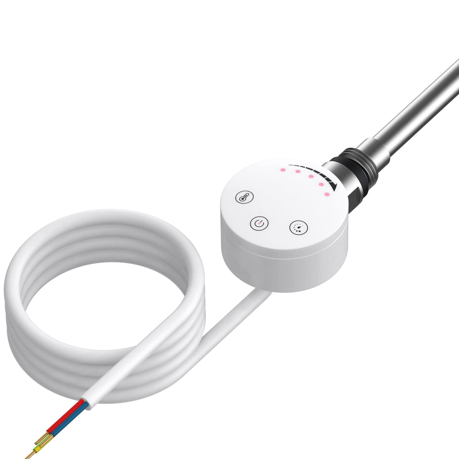 Companyblue Chrome White Thermostatic Element For Electric Heating Bathroom Heated Towel Rails And Radiator Warmers (300 Watt)