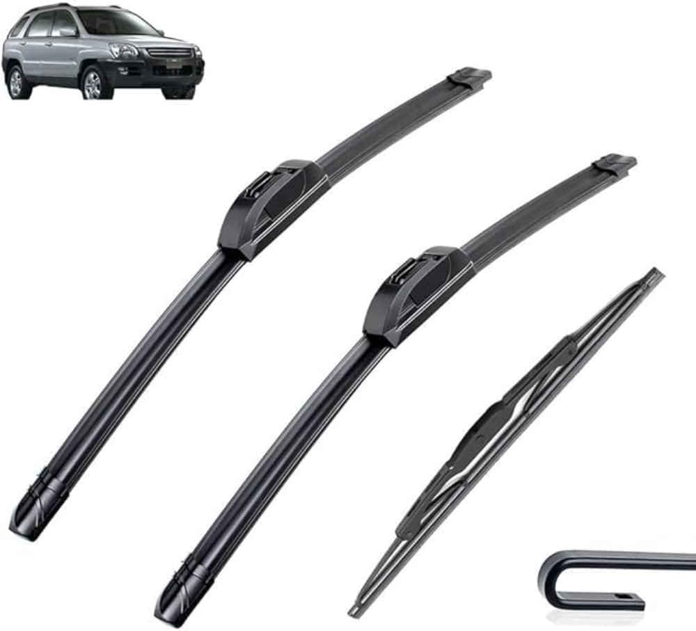 NYSLDSCO Premium Exact Fit Windscreen Wiper Blades for KIA Sportage JE KM 2005-2009 2010 Durable Natural Rubber Easy Fit for a Quiet and Streak Free Wipe