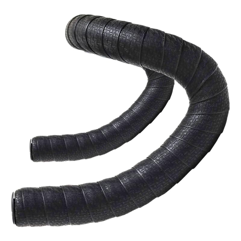 SQUALO Bike Handlebar Tape Set of 2 EVA Bicycle Bar Tape for Road Bike Gravel Bike Cycling Handlebar Wrap with Bar End Plugs (Black)